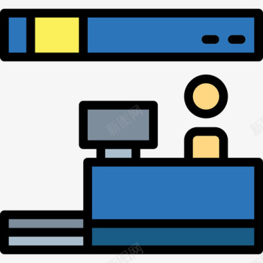柜台65号机场线性颜色图标图标