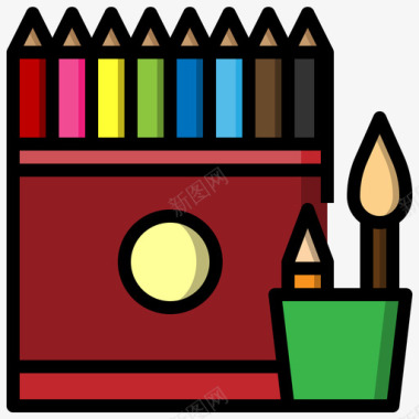 铅笔盒46学校线颜色图标图标