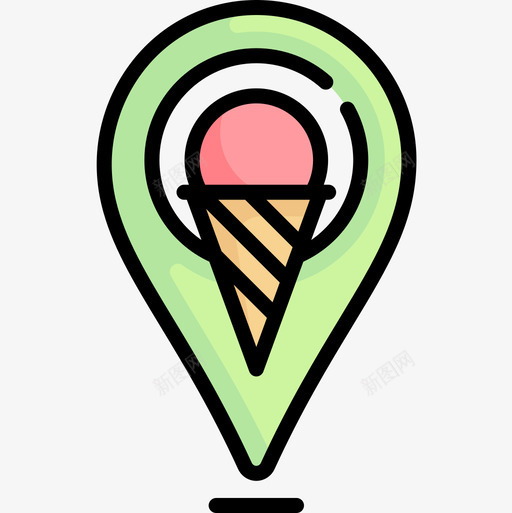 别针冰淇淋店11线颜色图标svg_新图网 https://ixintu.com 冰淇淋店11 别针 线颜色