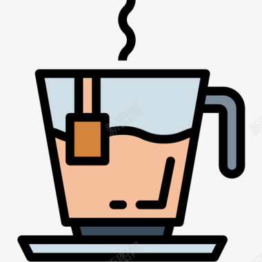 茶杯咖啡厅85线性颜色图标图标