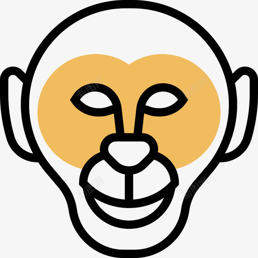 猴子动物头5黄影图标svg_新图网 https://ixintu.com 动物头5 猴子 黄影