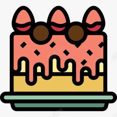 蛋糕冬季59线性颜色图标图标