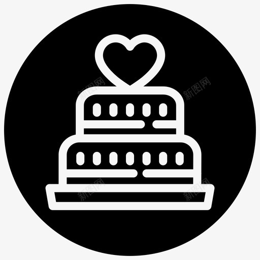 蛋糕面包店心图标svg_新图网 https://ixintu.com 2圈 婚礼 情人节 派对 蛋糕 面包店