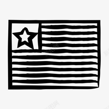 利比里亚国旗国旗素描手绘国旗图标图标