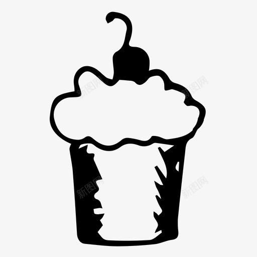纸杯蛋糕面包店美食图标svg_新图网 https://ixintu.com 素描 纸杯蛋糕 美食 面包店
