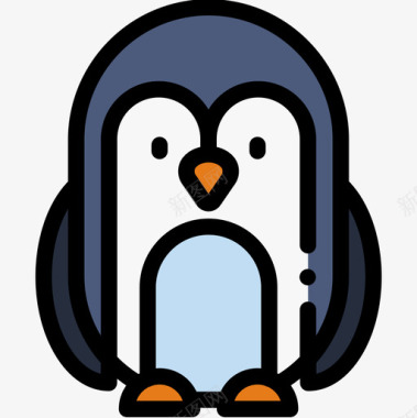 企鹅冬季56线性颜色图标图标