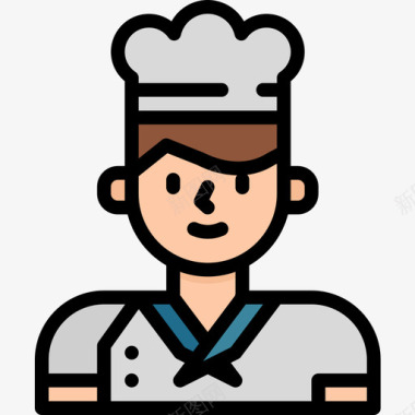 厨师阿凡达35线性颜色图标图标