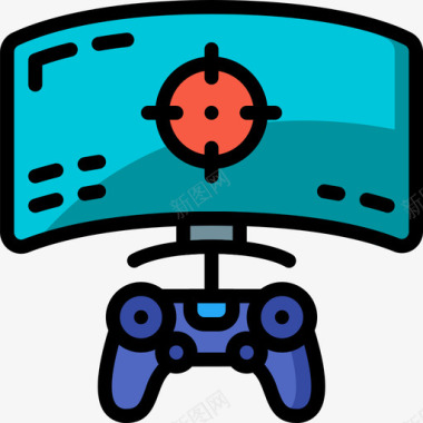 Playstation电脑游戏4线性颜色图标图标