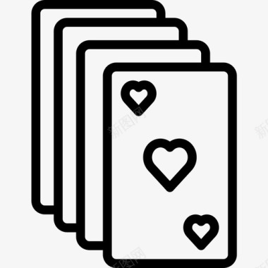 扑克运动和游戏2线性图标图标