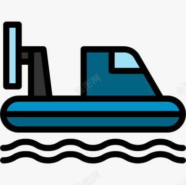 气垫船运输100线性颜色图标图标