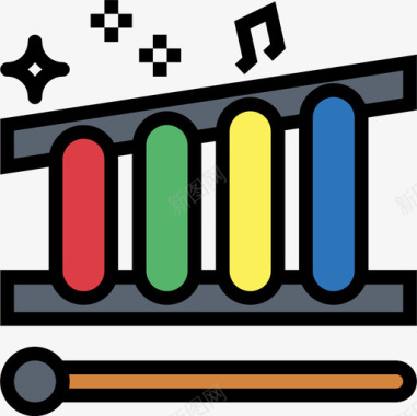 木琴玩具童年2线性颜色图标图标