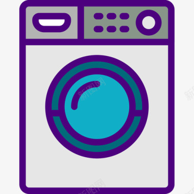 洗衣机家用11线性颜色图标图标