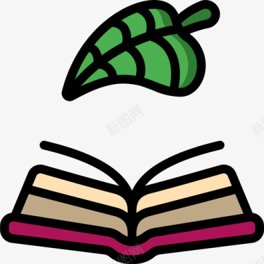 书籍植物学5线性颜色图标图标