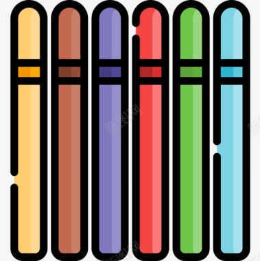 马克笔儿童玩具20线性颜色图标图标
