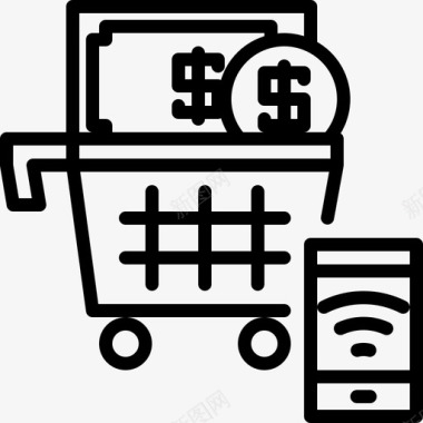 网上购物钞票购物车图标图标