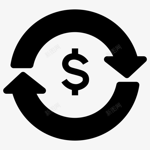 刷新美元加载图标svg_新图网 https://ixintu.com solidglyph 刷新 加载 美元 货币 重新 银行