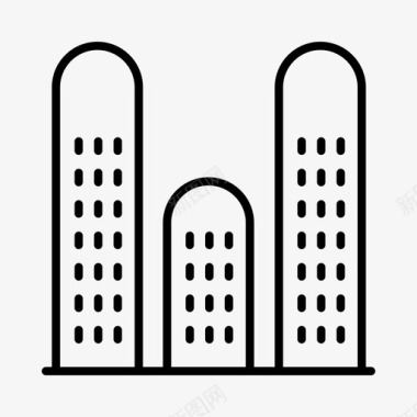 高层建筑物城市图标图标