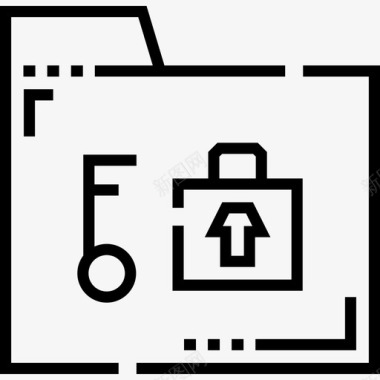 文件夹保护和安全7线性图标图标