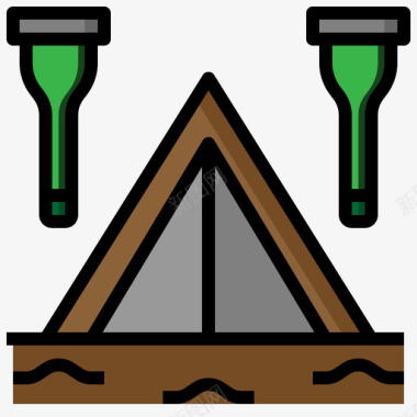 帐篷度假6线性颜色图标图标