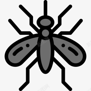 蚊子昆虫12线状颜色图标图标