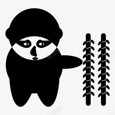 熊猫人动物表情符号图标图标