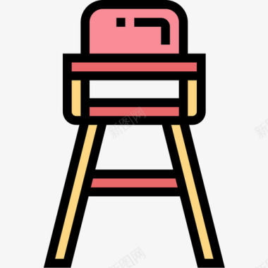 高脚椅婴儿79线性颜色图标图标