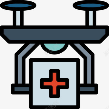 医疗援助无人机10线性颜色图标图标