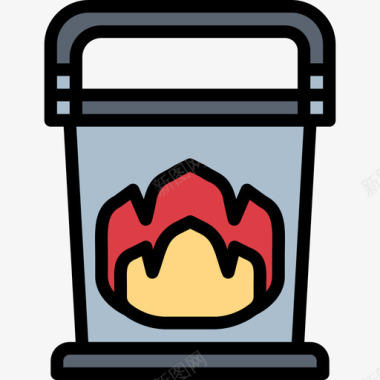 水桶消防站2线型颜色图标图标