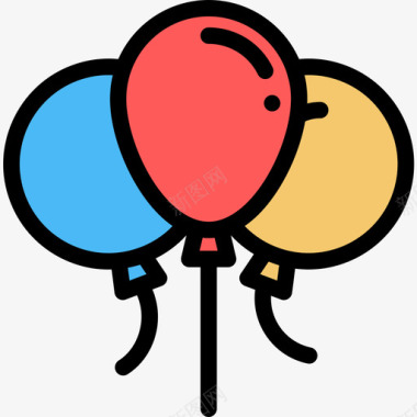 气球派对和庆祝14线性颜色图标图标