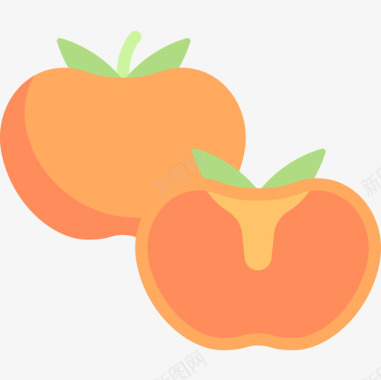 柿子水果和蔬菜15个扁平图标图标
