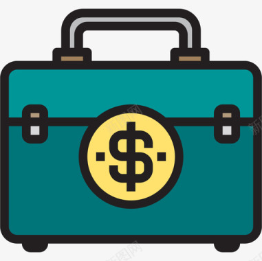 行李箱金融货币6线性颜色图标图标