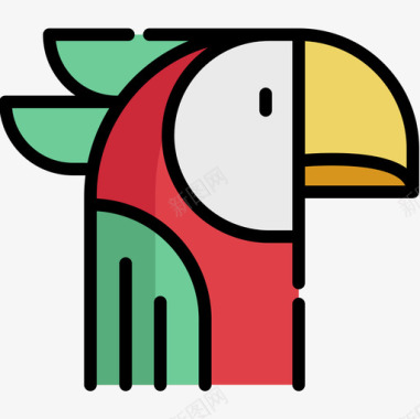 鹦鹉宠物16线性颜色图标图标