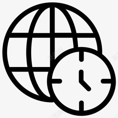 业务截止日期业务日程表带时钟的地球仪图标图标