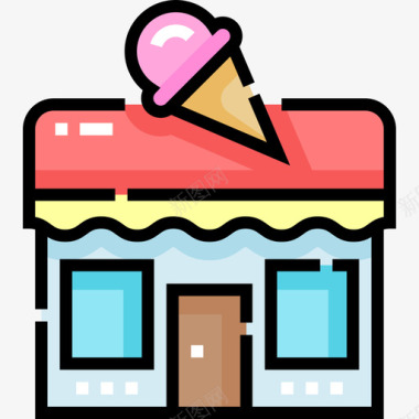 冰淇淋店糖果和糖果7线性颜色图标图标