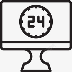3小时24小时电脑显示屏3线性图标高清图片