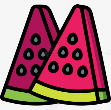 西瓜食品132线形颜色图标图标