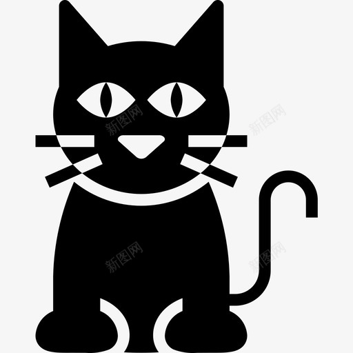黑猫万圣节91填充图标svg_新图网 https://ixintu.com 万圣节91 填充 黑猫