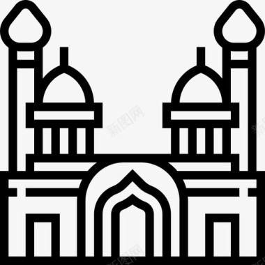 BibiHeybat清真寺地标4线性图标图标