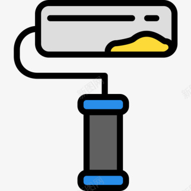 油漆辊结构98线性颜色图标图标