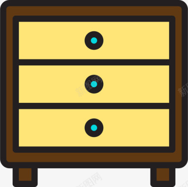 储物柜卧室5线性颜色图标图标