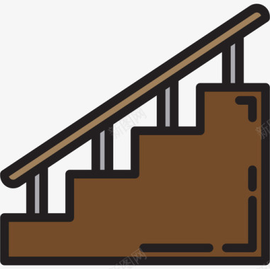 楼梯结构100线性颜色图标图标