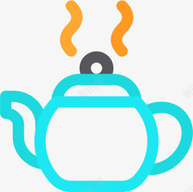 茶壶咖啡厅87线性颜色图标图标