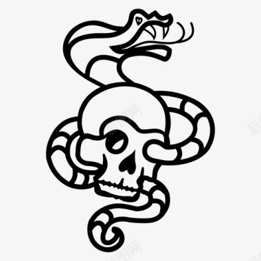 头骨和蛇危险死亡图标图标