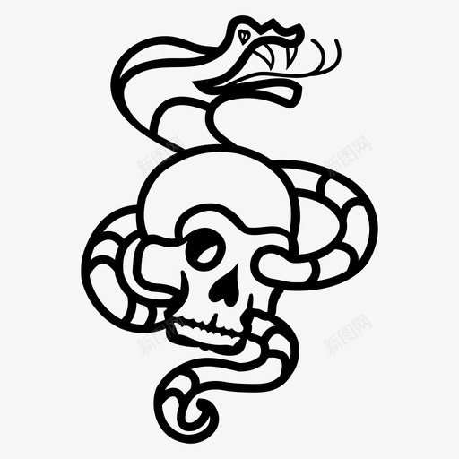 头骨和蛇危险死亡图标svg_新图网 https://ixintu.com 危险 头骨 死亡 骷髅