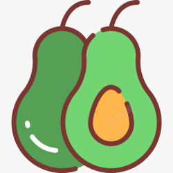 AvocadoAvocadoVegan2线性颜色图标高清图片