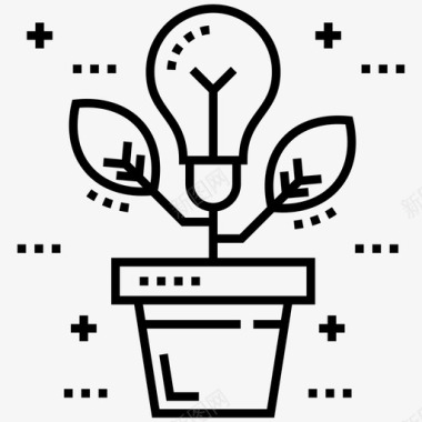 能源效率植物灯泡生态图标图标
