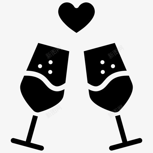 干杯庆祝玻璃图标svg_新图网 https://ixintu.com 干杯 庆祝 心 情人节2黑色填充 派对 爱 玻璃