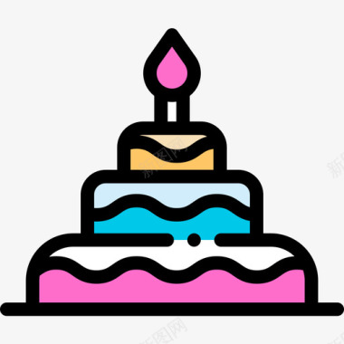 生日蛋糕糖果店2线性颜色图标图标