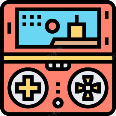 控制器视频游戏6线性颜色图标图标