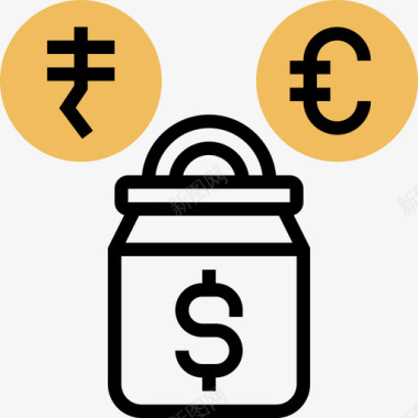 货币储蓄和投资7黄影图标图标
